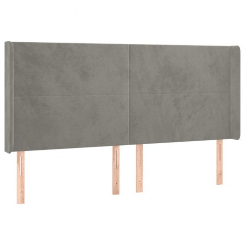 Sengegavl med kanter i fløjl - 183x16x118/128 cm, lysegrå