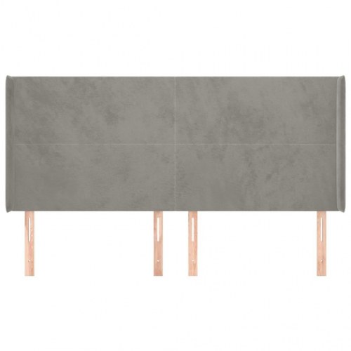 Sengegavl med kanter i fløjl - 183x16x118/128 cm, lysegrå