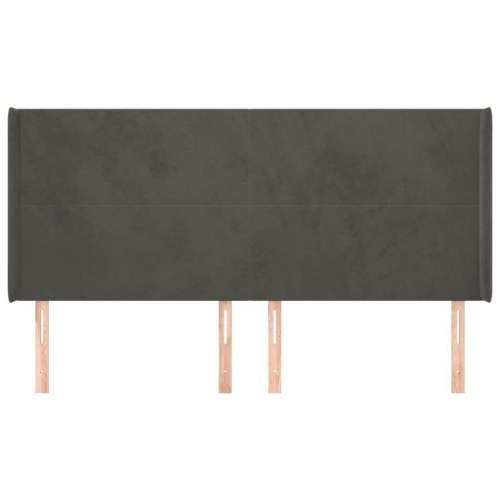 Sengegavl med kanter i fløjl - 183×16×118/128 cm, mørkegrå