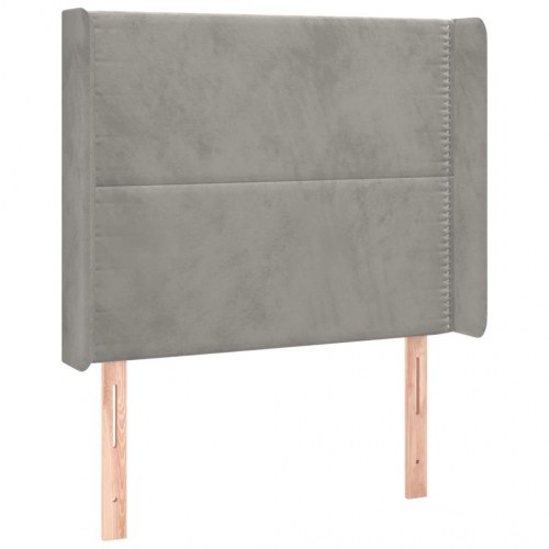 Sengegavl med kanter 83x16x118/128 cm fløjl lysegrå
