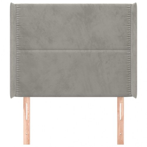 Sengegavl med kanter 93x16x118/128 cm fløjl lysegrå