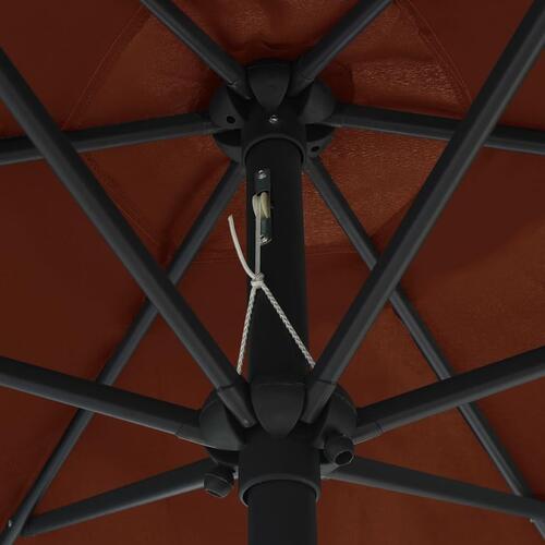 Udendørs parasol med LED-lys og aluminiumsstang 270 cm terracotta