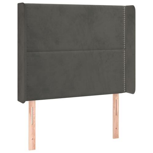 Sengegavl med kanter 103x16x118/128 cm fløjl mørkegrå