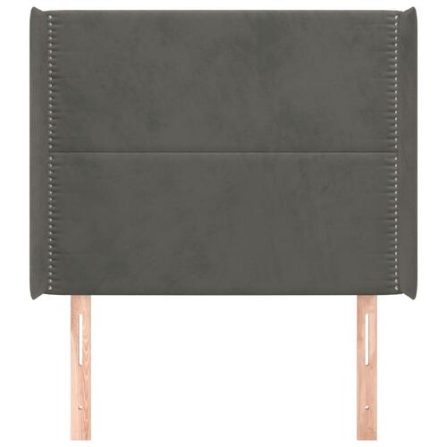 Sengegavl med kanter 103x16x118/128 cm fløjl mørkegrå