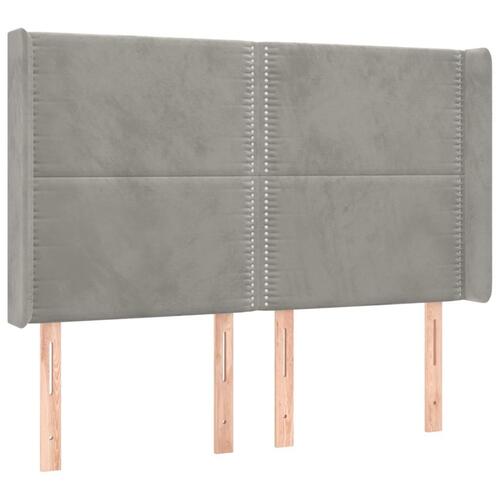 Sengegavl med kanter 147x16x118/128 cm fløjl lysegrå