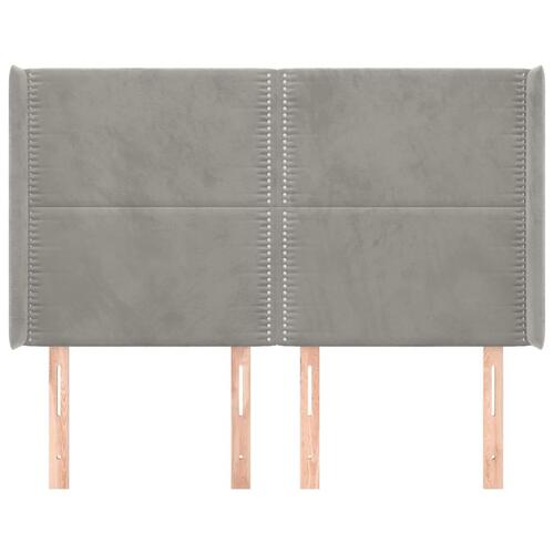 Sengegavl med kanter 147x16x118/128 cm fløjl lysegrå
