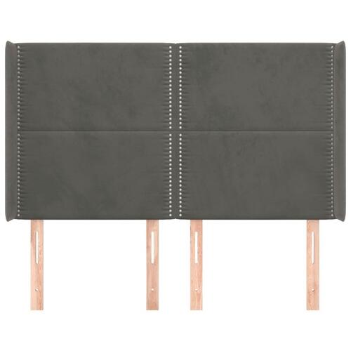 Sengegavl med kanter 147x16x118/128 cm fløjl mørkegrå