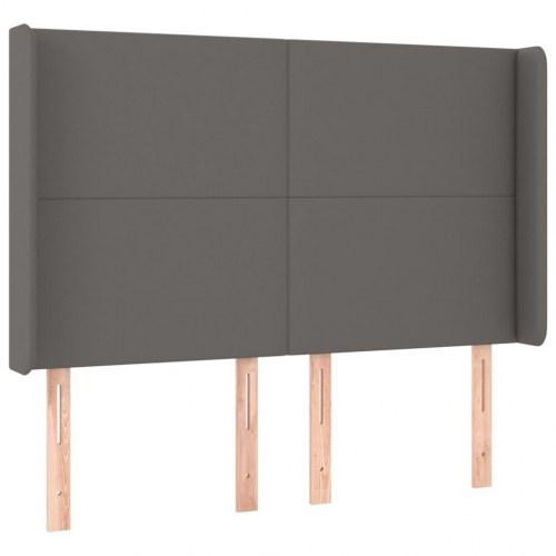 Sengegavl med kanter 147 x 16 x 118/128 cm - grå