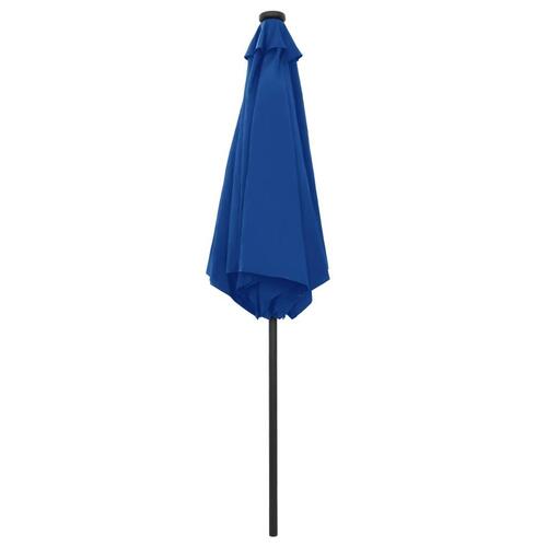 Udendørs parasol med LED-lys og aluminiumsstang 270 cm azurblå