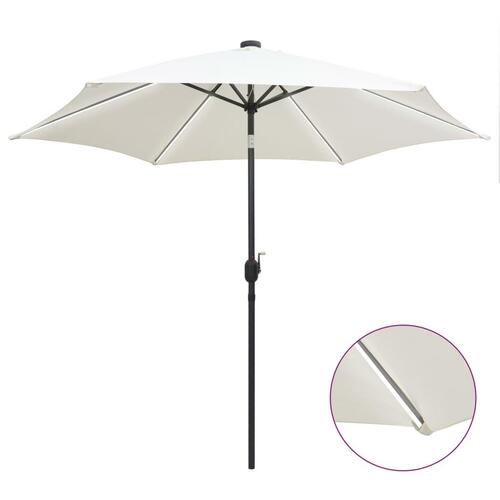 Parasol med LED-lys og aluminiumsstang 300 cm sandfarvet