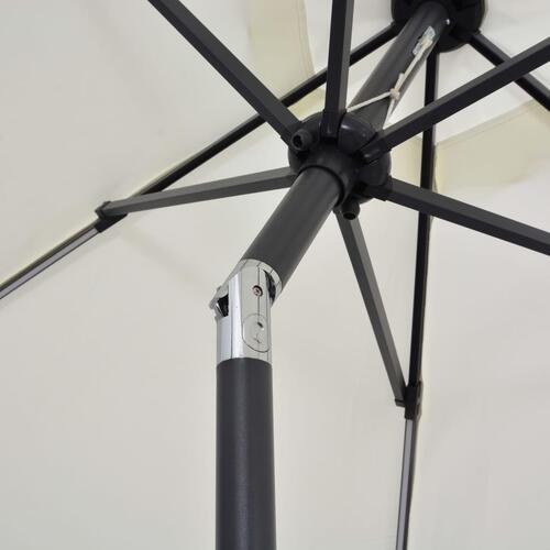 Parasol med LED-lys og aluminiumsstang 300 cm sandfarvet