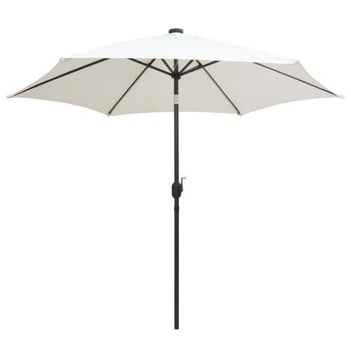 Parasol med LED-lys og aluminiumsstang 300 cm sandfarvet