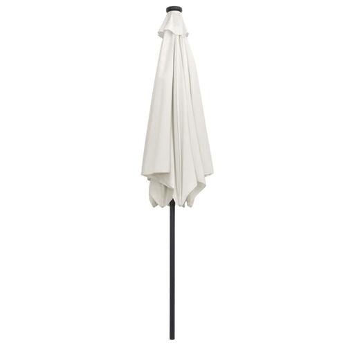 Parasol med LED-lys og aluminiumsstang 300 cm sandfarvet