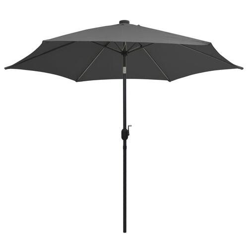 Parasol med LED-lys og aluminiumsstang 300 cm antracitgrå