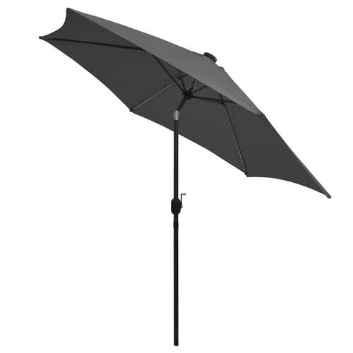 Parasol med LED-lys og aluminiumsstang 300 cm antracitgrå