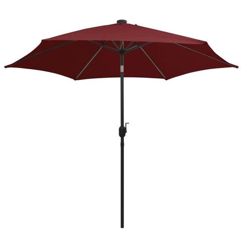 Parasol med LED-lys og aluminiumsstang 300 cm bordeaux