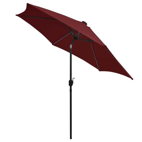 Parasol med LED-lys og aluminiumsstang 300 cm bordeaux