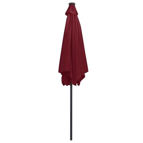 Parasol med LED-lys og aluminiumsstang 300 cm bordeaux