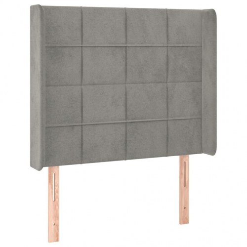 Sengegavl med kanter 83 x 16 x 118/128 cm i fløjl - lysegrå