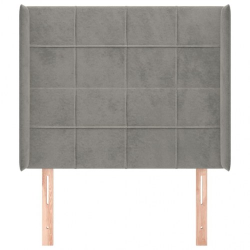 Sengegavl med kanter 83 x 16 x 118/128 cm i fløjl - lysegrå