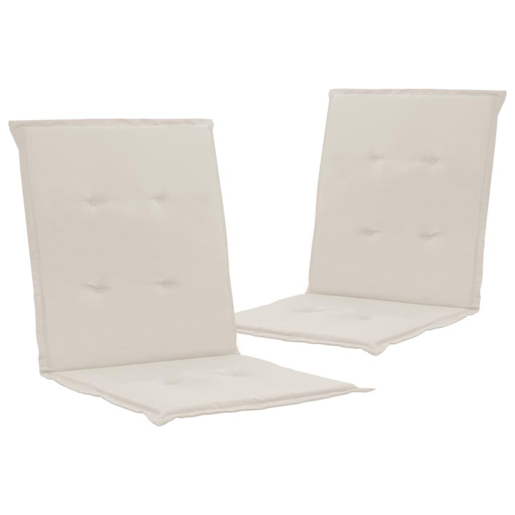 Stolehynde m. lav ryg 2 stk. 100x50x3 cm oxfordstof cremefarvet