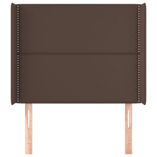 Sengegavl med kanter 93x16x118/128 cm kunstlæder brun