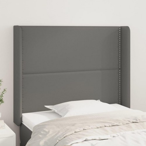Sengegavl med kanter 93×16×118/128 cm - kunstlæder, grå