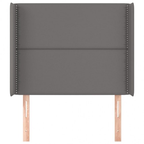 Sengegavl med kanter 93×16×118/128 cm - kunstlæder, grå