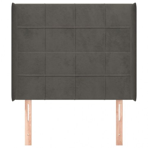 Sengegavl med kanter i fløjl 93 x 16 x 118/128 cm - mørkegrå