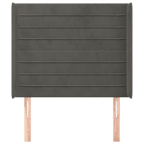 Sengegavl med kanter i fløjl - 83×16×118/128 cm, mørkegrå