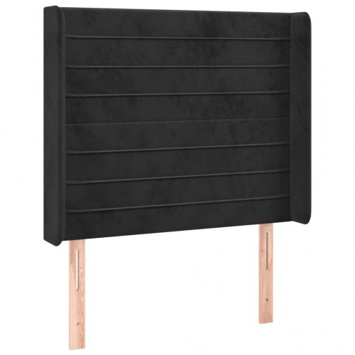 Sengegavl med kanter i fløjl - 83×16×118/128 cm, sort