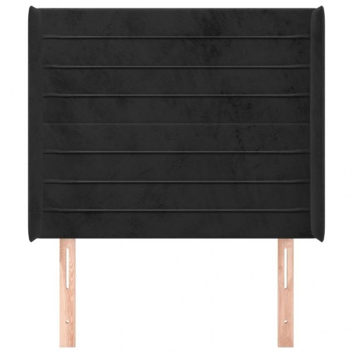 Sengegavl med kanter i fløjl - 83×16×118/128 cm, sort