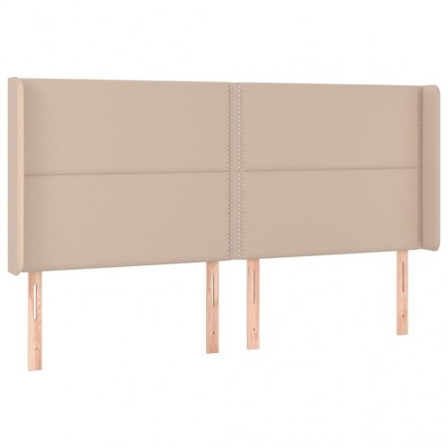 Sengegavl med kanter 183x16x118/128 cm kunstlæder cappuccino