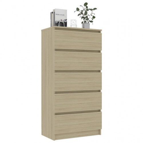 Kommode 60x35x121 cm konstrueret træ sonoma-eg