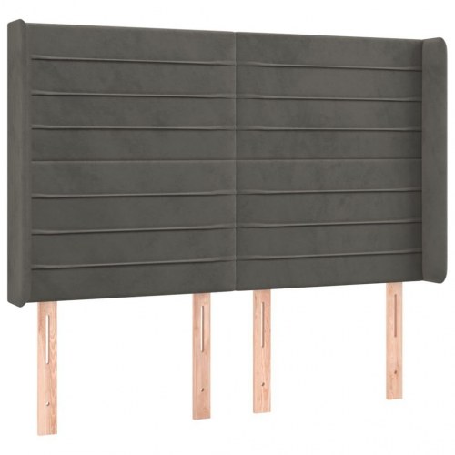 Sengegavl med kanter i fløjl - 147x16x118/128 cm, mørkegrå