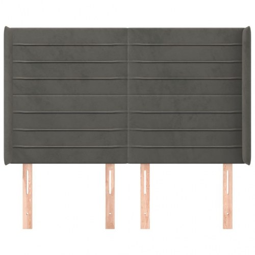 Sengegavl med kanter i fløjl - 147x16x118/128 cm, mørkegrå