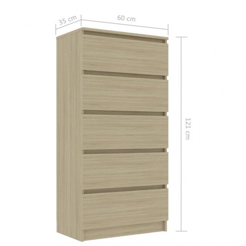 Kommode 60x35x121 cm konstrueret træ sonoma-eg