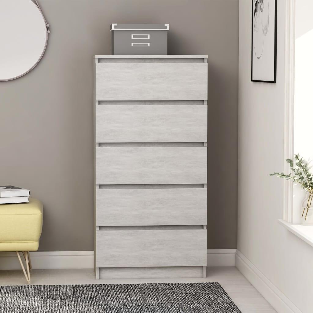 Kommode 60x35x121 cm konstrueret træ betongrå