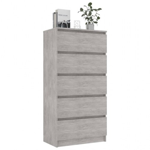 Kommode 60x35x121 cm konstrueret træ betongrå