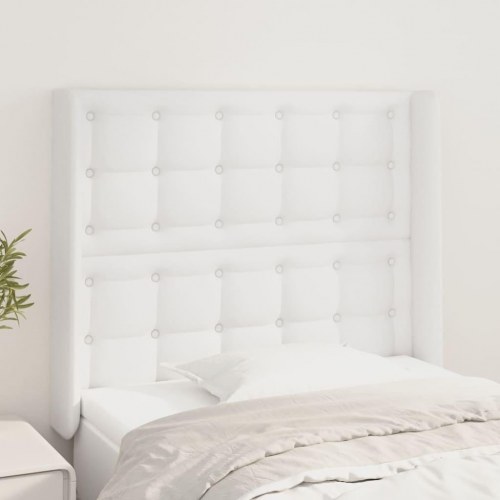 Sengegavl med kanter 103 x 16 x 118/128 cm - hvid