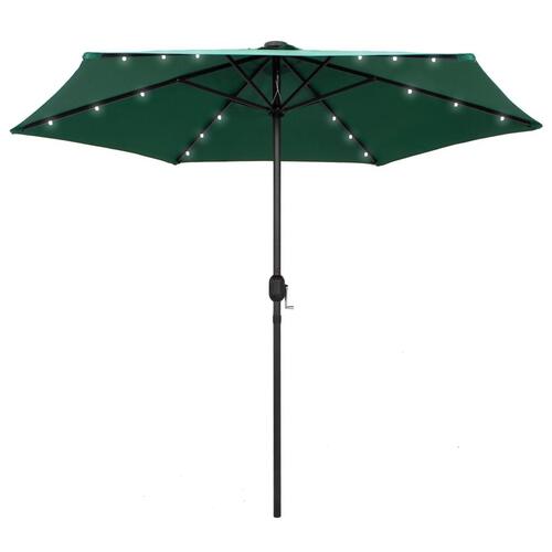 Parasol med LED-lys og aluminiumsstang 270 cm grøn