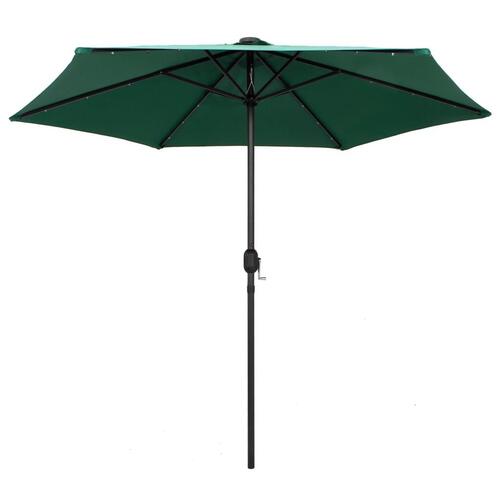 Parasol med LED-lys og aluminiumsstang 270 cm grøn