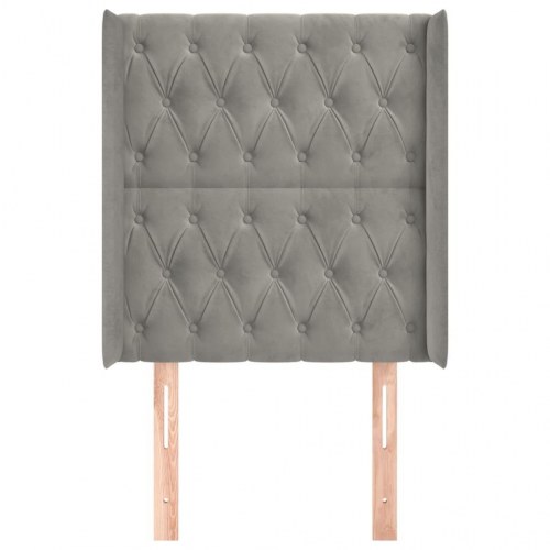 Sengegavl med kanter i fløjl 83 x 16 x 118/128 cm - lysegrå