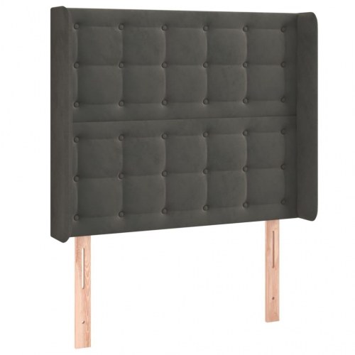 Sengegavl med kanter i fløjl - 83×16×118/128 cm, mørkegrå