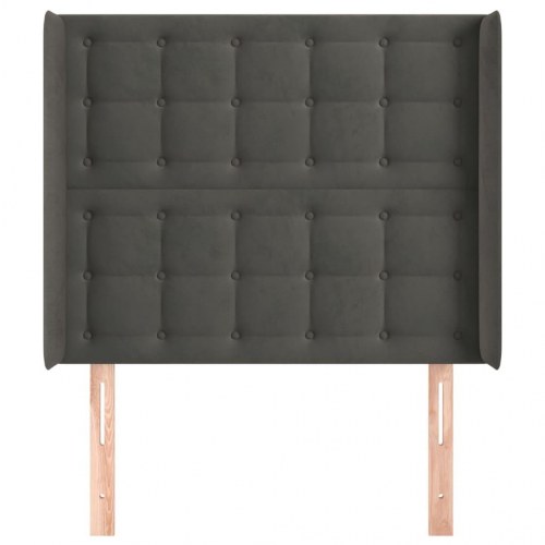 Sengegavl med kanter i fløjl - 83×16×118/128 cm, mørkegrå