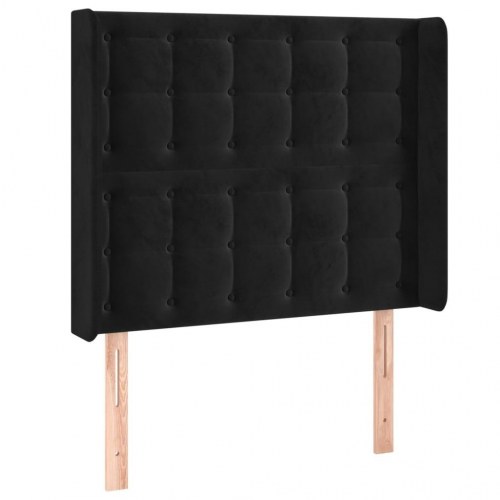 Sengegavl med kanter 83×16×118/128 cm i fløjl - sort