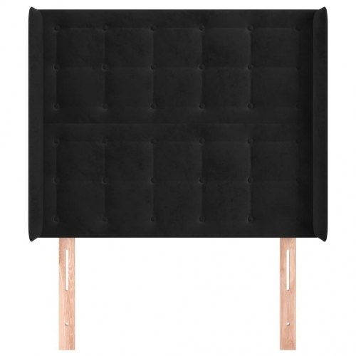Sengegavl med kanter 83×16×118/128 cm i fløjl - sort