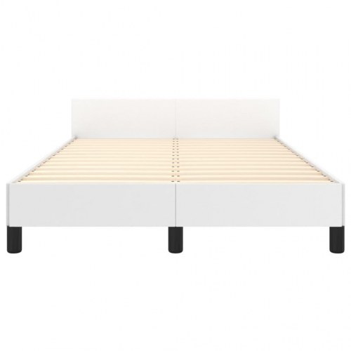 Sengeramme med sengegavl 120x200 cm i hvidt kunstlæder