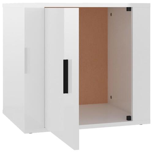 Sengebord 50x39x47 cm hvid højglans