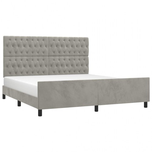 Sengeramme med sengegavl 180x200 cm i fløjl - lysegrå